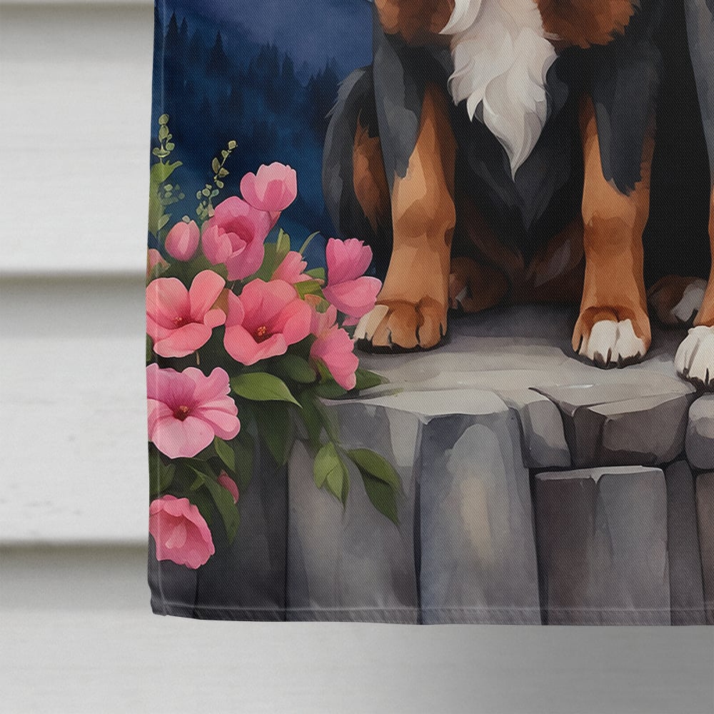 Bernese Mountain Dog Two Hearts House Flag 28 in x 40 in