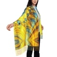 thumbnail image 3 of Women's Fashion Tassel Scarf, Golden Abstract Texture Long Shawl, Lightweight and Warm, 3 of 9