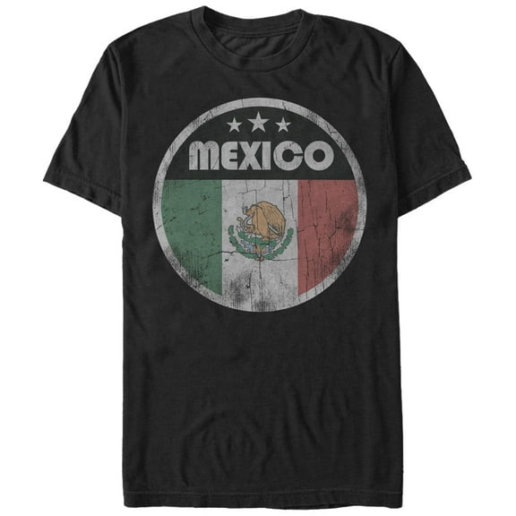 Men's Lost Gods Mexico Flag Circle Graphic Tee Black Medium