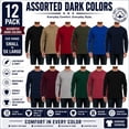 thumbnail image 3 of SOCKS'NBULK Mens Long Sleeve Dark Colorful T-Shirts, Cotton Blend - Crew Neck Bulk Tees for Men, Wholesale Sleeved Tshirt Packs - Size X-Large, 3 of 8