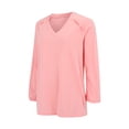 thumbnail image 5 of Endives Women's Long Sleeved T Shirt Retro Shirt V Neck Loose Thin Breathable Womens Top Spring Summer Pink, 5 of 7