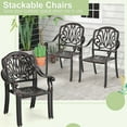 thumbnail image 6 of Costway 4 PCS Patio Cast Aluminum Dining Chairs Armrests Outdoor Stackable Brown, 6 of 8
