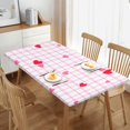 thumbnail image 2 of YFYANG 5FT Rectangular Table Cloth, Waterproof Polyester Pink Heart Plaid Stripe Table Cover, Indoor Outdoor Decorative Tablecloths with Elastic Edge, 2 of 8
