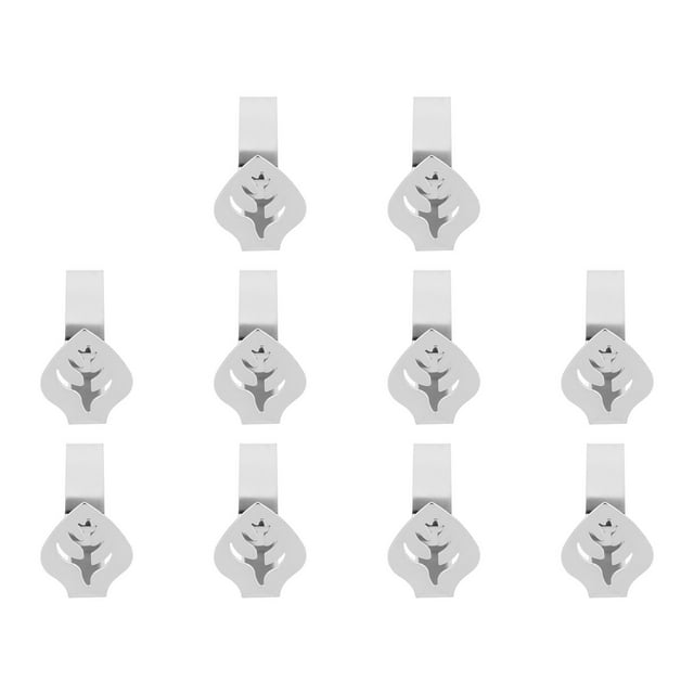 10Pcs Pinces de Support de Nappe, Pinces de Nappes Stables de Style Feuille d'Acier Inoxydable pour le Dîner de Fête Familiale