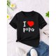 thumbnail image 1 of I Love Papa With Heart Graphic Print, Girls' Casual Crew Neck Short Sleeve T-shirt, Comfy Top Clothes For Spring And Summer For Outdoor Activities, 1 of 7