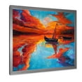 thumbnail image 2 of Little Boat During Warm Deep Red Evening Glow 36 in x 36 in Framed Painting Canvas Art Print, by Designart, 2 of 4