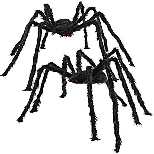 JOYIN 2 Pack 5 Ft Decoraciones de Halloween al aire libre Araña Peluda Negra Araña Gigante Aterradora