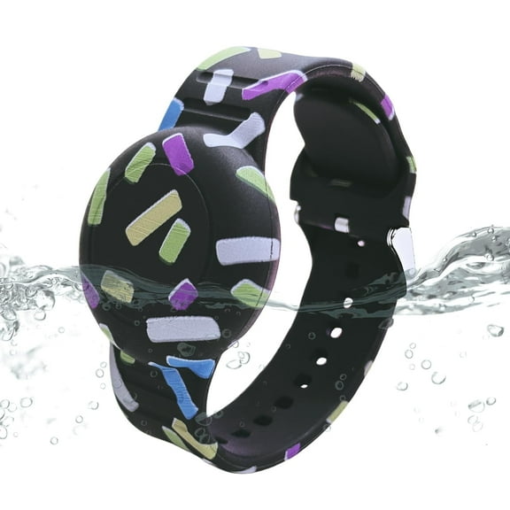 YUNOVA Waterproof AirTag Bracelet for Kids, Hidden Printed Wristband forAir Tag, Silicone AirTag Holder GPS Tracker Case for Band for Child Toddler, Secure Anti-Lost Protection