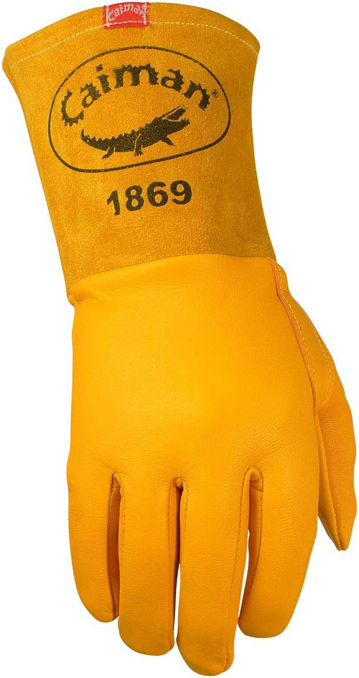 Caiman 1869 Cow Grain Unlined Welding Gloves, X-Large, Gold, 4 in
