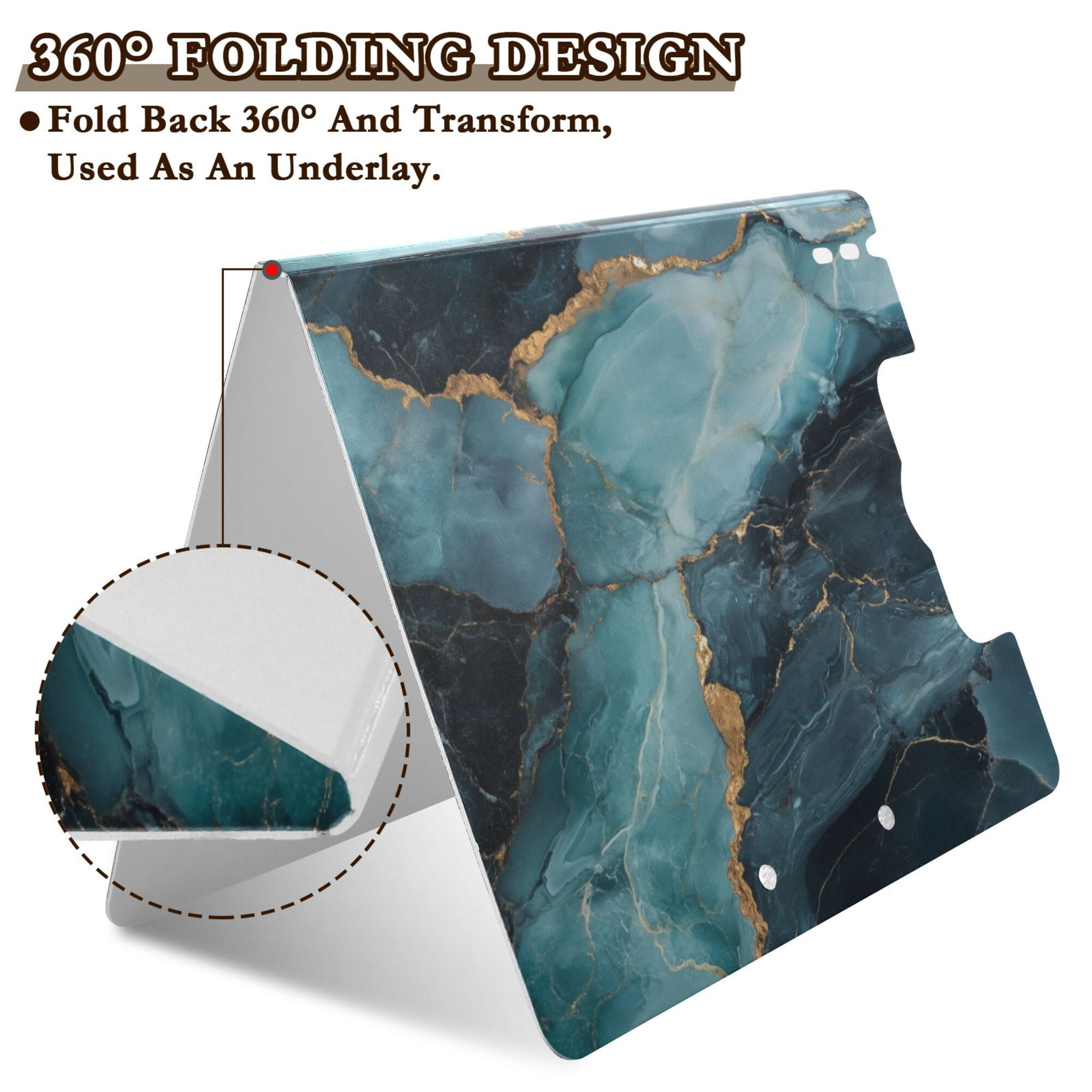 FORMRS A4 Clipboard Folder with Pen Holder Horizontal Foldable School Office Binder, Black Marble