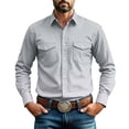 thumbnail image 3 of Josdec Mens Gradient Stretch Button Down Shirt, Lapel Dual Chest Pocket Long Sleeve Top, Western Style Country Casual Business Daily Wear Shirts S-XXXL, 3 of 10