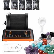 Rock Tumbler Kit, 2 lbs Rock Polishing Kit with 4 Speed Settings & 9-Day Timer, Low-Noise Stone Polisher with Rough Gemstones & Grits for Kids & Adults