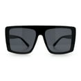 thumbnail image 3 of Womens Mobster Shield Oversized Plastic Rectangular Sunglasses All Black, 3 of 8