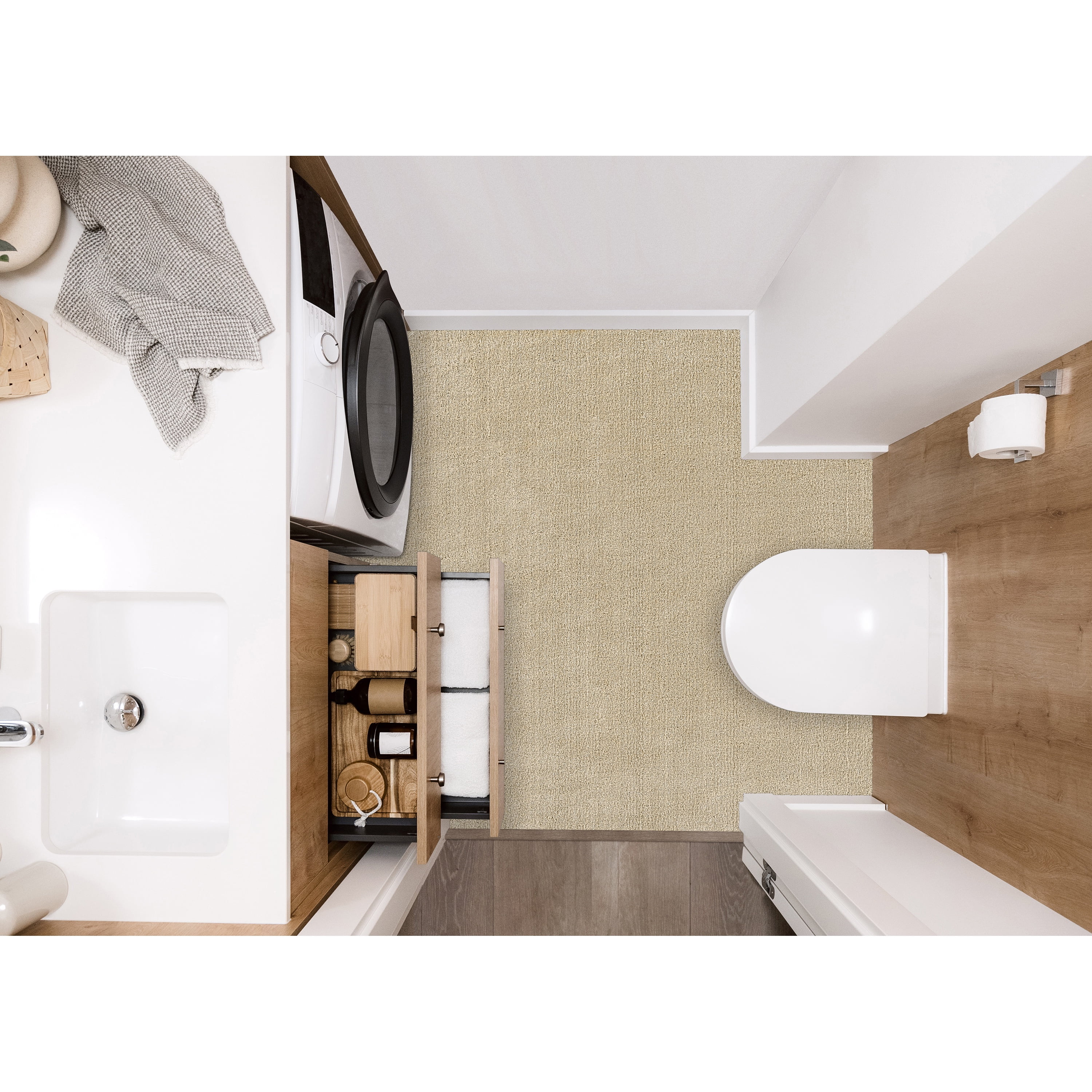 Garland Rug Gramercy Washable Polypropylene Champagne Bathroom Carpet, 6' x 9'