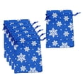 thumbnail image 2 of Patrón de 6 bolsas de arpillera con cordón navideño de 14 x 10 cm para bodas y cumpleaños Azul, 2 of 9