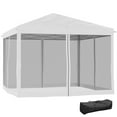 thumbnail image 1 of Outsunny 10' x 10' Pop Up Canopy Tent Gazebo with Removable Mesh Sidewall Netting, Carry Bag for Backyard Patio Outdoor, Cream, 1 of 10