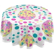 SKYSONIC Easter Round Tablecloth 60In,Easter Cute Eggs Round Table Cloth Water Resistant Spill Proof Large Table Cover for Family Gathering Dinner, Hotel, BBQ