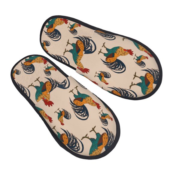 House Slippers for Women Men - Cartoon Cute Rooster Chicken Lightweight House Shoes Fuzzy Slippers, Soft Slip-On Cozy House Slippers for Woman Indoor Outdoor