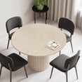 thumbnail image 2 of Cream Round Fitted Tablecloth with Elastic Edge, Waterproof Table Cloth Table Cover for 36"-44" Tables, Farmhouse Burlap Solid Beige Color Modern Linen Texture Tablecloths for Dining Picnic Outdoor, 2 of 9