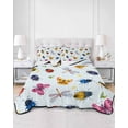 thumbnail image 2 of Quilt King Size Bedding Set, Cute Butterfly Dragonfly Reversible Summer Quilt 3 Pieces, Farmhouse Botanical Floral Blue Lightweight Bedspreads Coverlets with 2 Pillow Shams for All Seasons, 2 of 5