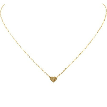 - Tiny Heart Necklace - Delicate Dainty Pendant Chain Link Mini Charm, Gold-Tone