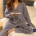 thumbnail image 1 of Pijamas navideños a cuadros para mujer, ropa de dormir coreana, Pijamas de otoño, ropa bonita, Conjuntos de pantalones de 2 piezas, ropa de descanso, traje de Pj, 1 of 4