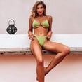 thumbnail image 5 of Women's Ribbed O-Ring String Bikini Swimsuit Cheeky Thong Swimwear Two Pieces Bathing Suit, 5 of 5