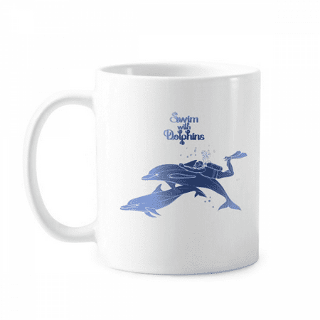 

Swim With Dolphins Illustrate Mug Pottery Cerac Coffee Porcelain Cup Tableware