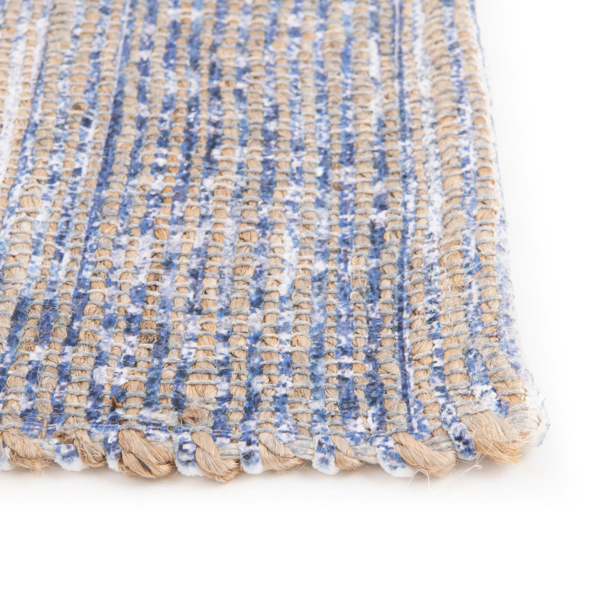 Unique Loom Chenille Jute Collection Area Rug - Amba (9' x 12' Rectangle Blue/Ivory)