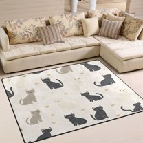 Yayeee Area Rugs for Living Room 5.2'x4' Non Slip Washable Bedroom Floor Carpet, Black Cute Cats