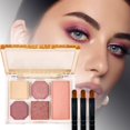 thumbnail image 3 of Sombra de ojos de cinco colores, perla, baja saturación, con pincel de maquillaje incluido, 3 of 8