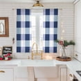 thumbnail image 3 of Sheer Curtain 63 Inch Length 2 Panels Light Filtering Window Curtain Navy Blue White Plaid Sheer Voile Curtains Rod Pocket Window Treatment for Kitchen Living Room Checkerd Pattern, 3 of 9