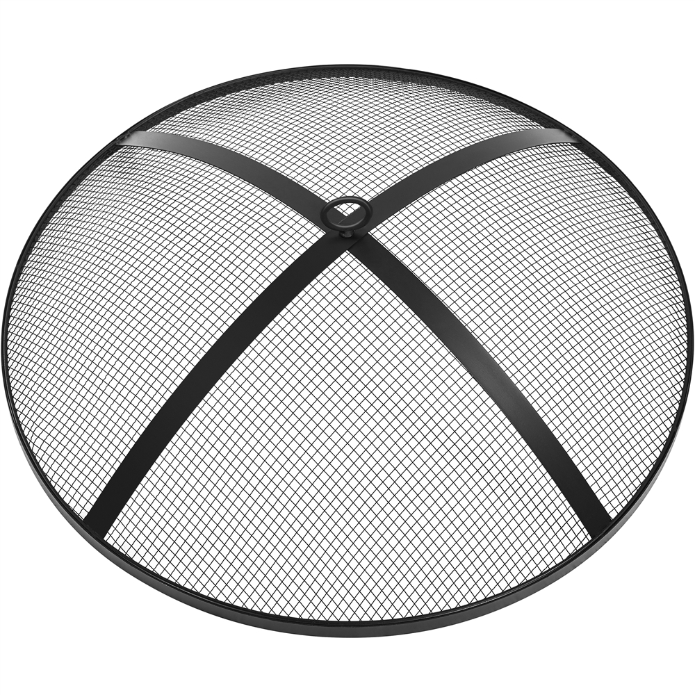 Topeakmart 22'' Round Iron Fire Pit Portable Outdoor Firepit with Mesh Lid Wood Grate Cooking Grill Fire Poker Carrying Bag, Black