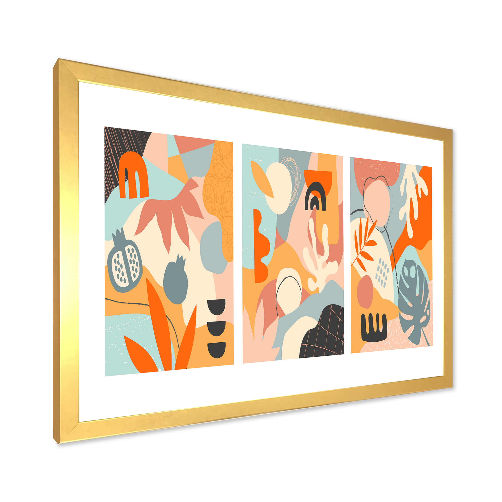 Designart 'Compostion Minimalistic of Organic Shapes VII' Modern Framed Art Print