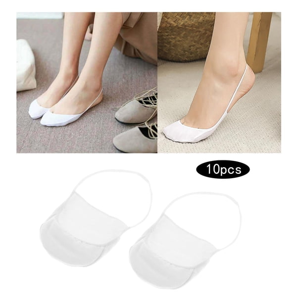 10 pares de medias medias para mujer de corte ultrabajo con cabestrillo No Show, antideslizantes, delgadas, invisibles, ocultas para tacones planos blanco Baoblaze Calcetines de barco de mujer
