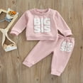 thumbnail image 2 of Sisters Matching 2Pcs Outfits  Letter Pattern Patchwork Long Sleeve  Neck Tops + Elastic Waist Loose Fit Trousers, 2 of 7