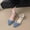 Blue, variant on Women Lovely Pearls Pointed Toe Rhinestone Bow Flats Light Weight Suede Dress Shoes Ankle Strap Comfortable Slip On Sandals Buckled Party Date Casual Leisure Shoes
