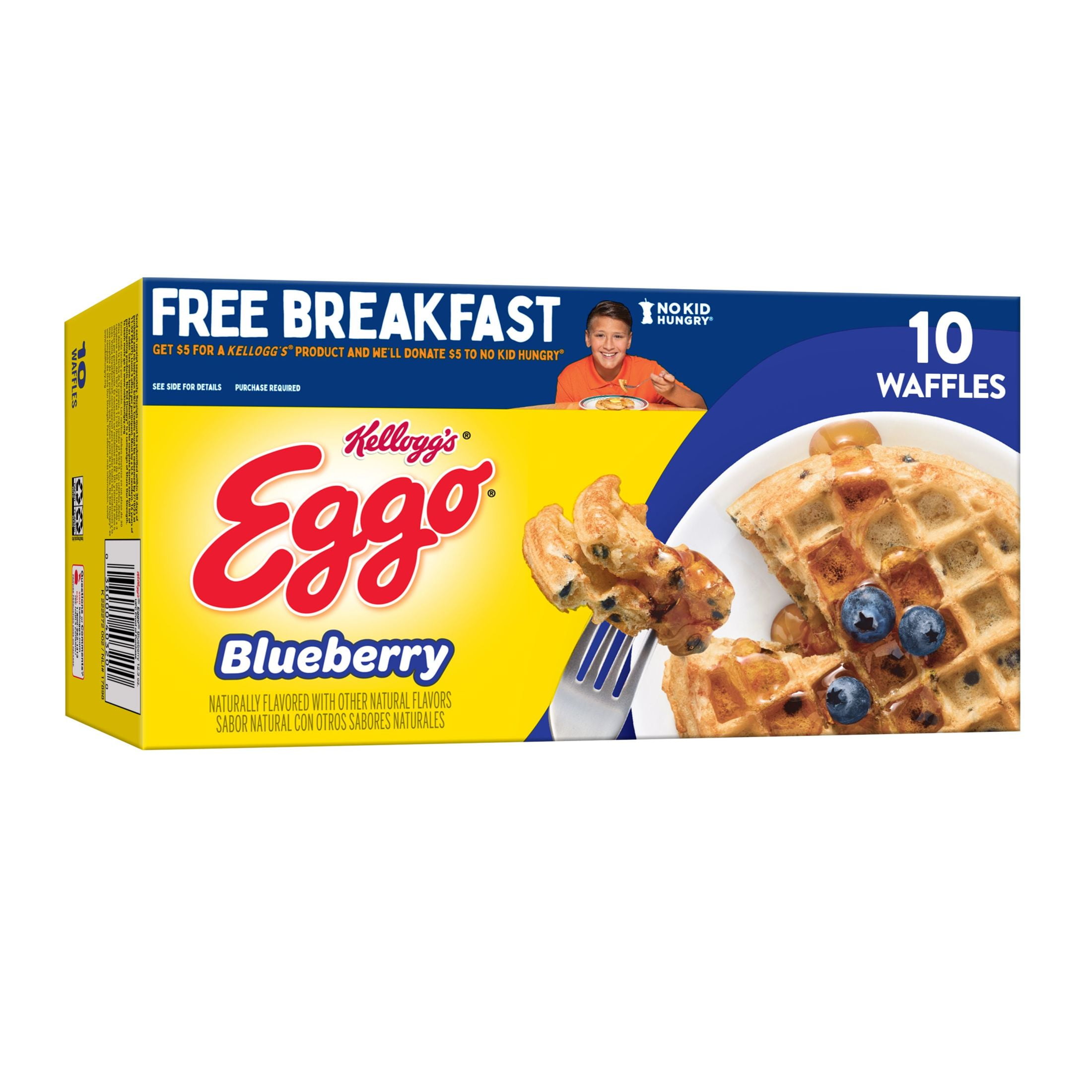 Eggo Blueberry Breakfast Waffles,12.3 oz, 10 Count, (Frozen)