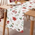 thumbnail image 3 of Christmas Red Flowers Pine Branch Table Runner, 13x72 Inch Seasonal Poinsettia Snowballs Socks Xmas Holiday Table Runner for Party Home Kitchen Décor, 3 of 5