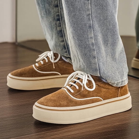 Men'S Low-Top Sneakers - Minimalist Design for Office, Outings, Travel - Durable Interior, Lace-Up Casual Shoes with Cushioned Rubber Sole, All-Season Everyday & Formal Shoes
