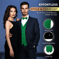 thumbnail image 3 of Oliver George 2pc Men's Solid Formal Suit Vest Waistcoat Tuxedo Dress Vest and Bowtie Set for Suit or Tuxedo Emerald Green X-Small, 3 of 5