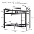 thumbnail image 5 of Leumius Twin Over Twin Metal Bunk Bed,Heavy Duty Bed Frame with Ladder and Guardrail for Bedroom, Dorm, Easy Assembly,Space-Saving,Black, 5 of 9
