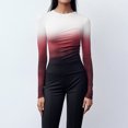 thumbnail image 2 of Camisetas Mia Muse para mujer, otoño, corte sencillo, entalladas, manga larga, cuello redondo, moda., 2 of 5