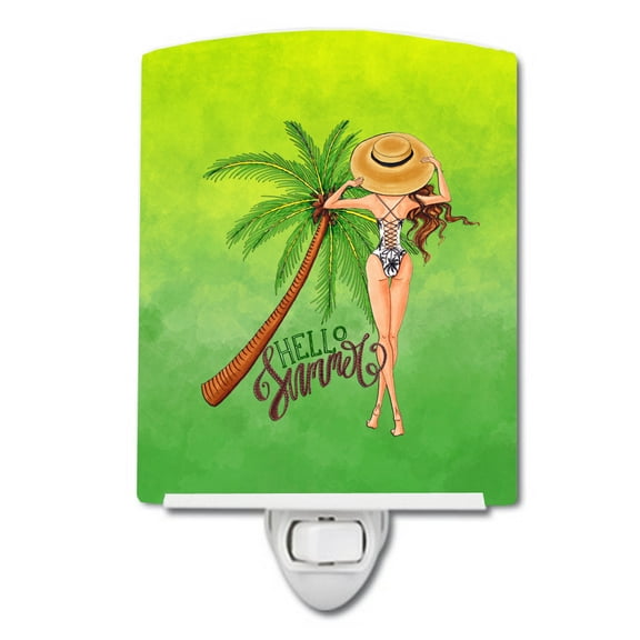 Hello Summer Lady in Swimsuit Ceramic Night Light