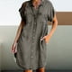 thumbnail image 1 of Vestido Vestido con botones para mujer Vestido de mezclilla desgastado de color sólido Vestido de desplazamiento diario Kuymtek Gris T L para Mujer, 1 of 5