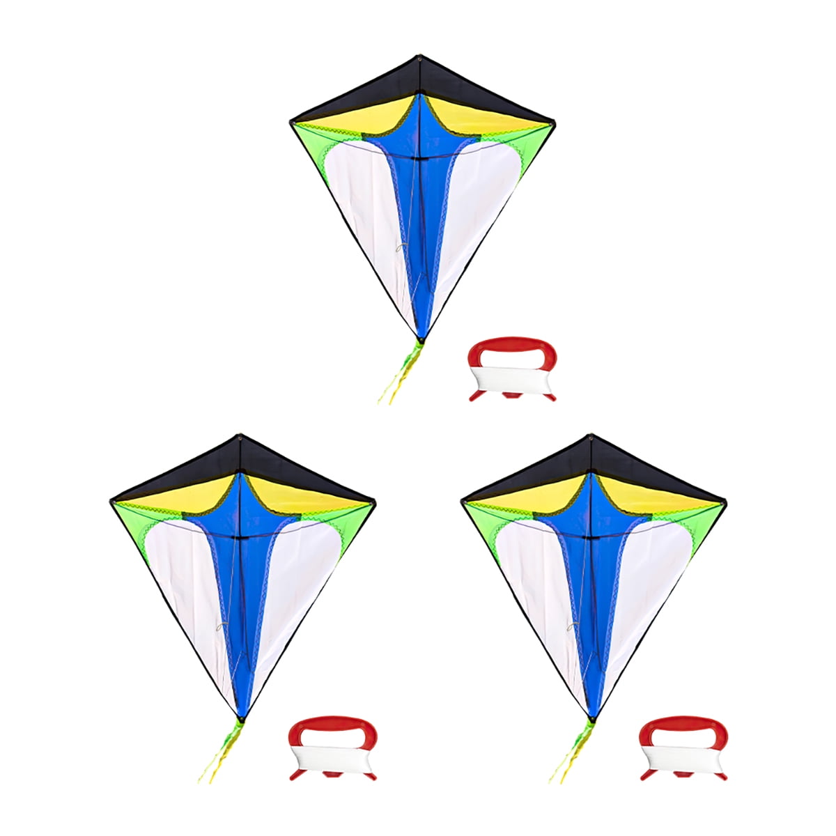 Private Jungle 3Pcs Colorblock Rainbow Rhombus Kite,Diamond Kite Fashion Novelty Lightweight Eye-catching Easy Installation Polyester Rainbow Outdoor Sports Kite