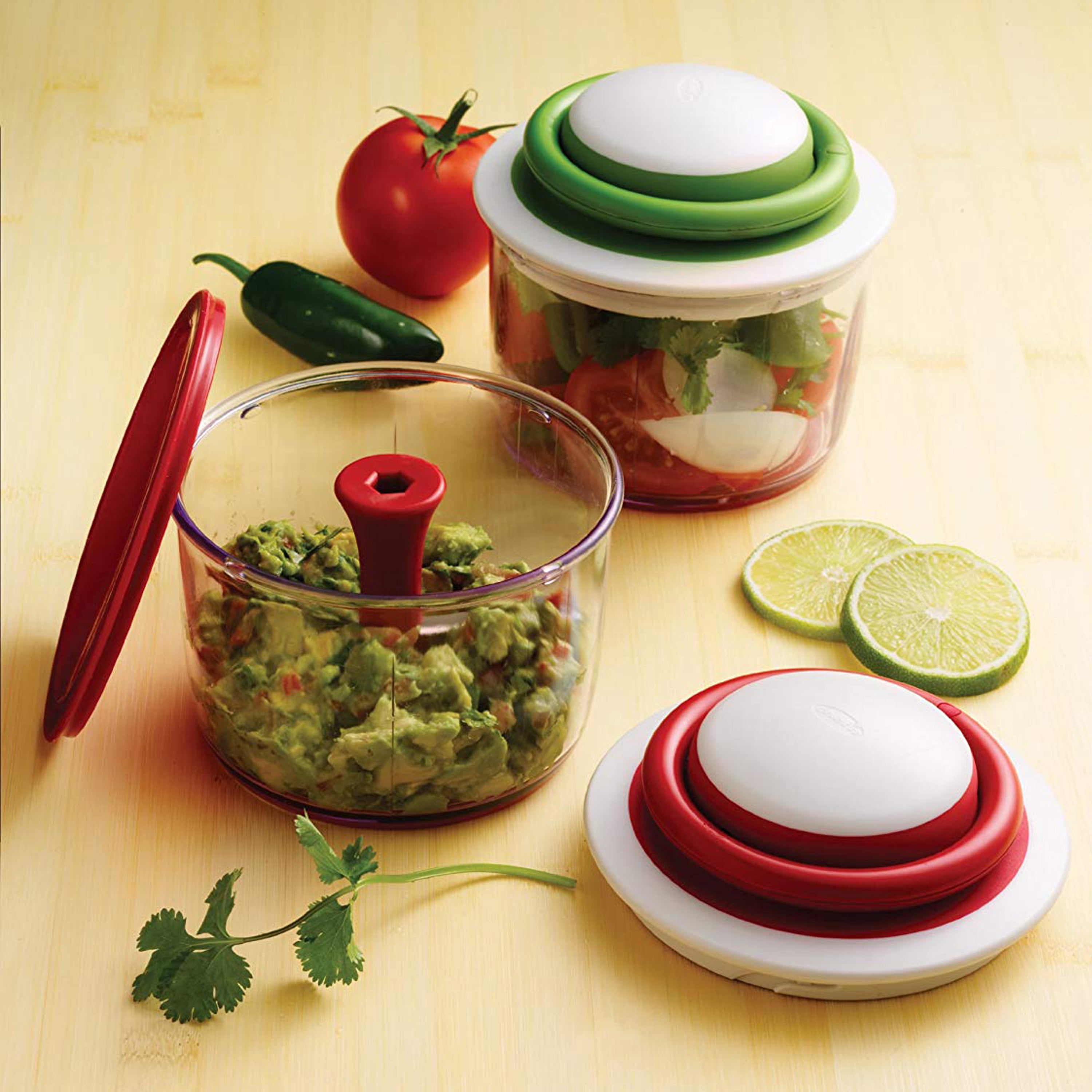 Chef'n VeggiChop Hand-Powered Food Chopper, Arugula
