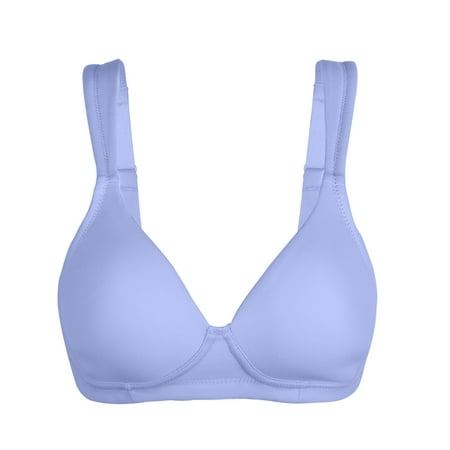 Clearance!Uooqdmx Bras for Women Bralettes for Women Solid Cup Bra Color Underwear Plus-size Full Underwire Wireless Bras for Women Blue 80G
