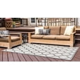 thumbnail image 2 of Unique Loom Trellis Collection Lattice Border Transitional Indoor and Outdoor Flatweave Area Rug, 5' 3" x 8', Gray/Dark Gray, 2 of 2