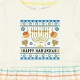 thumbnail image 4 of Inktastic Happy Hanukkah Sweater Style Design with Menorah and Dreidel Girls Baby Dress, 4 of 5